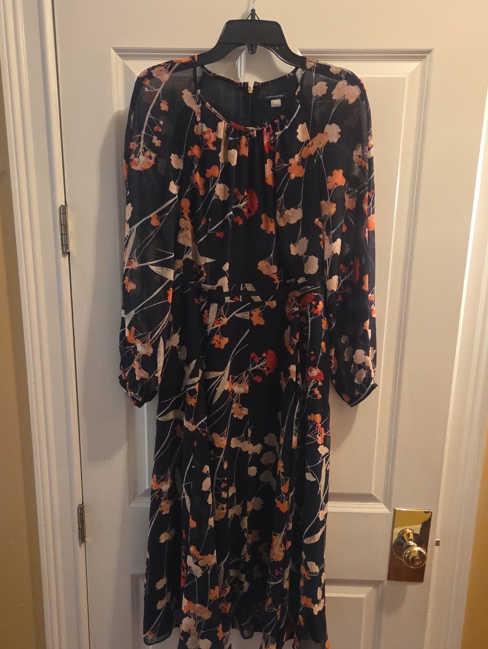 Tommy Hilfiger Navy Floral Long-Sleeve Midi Dress